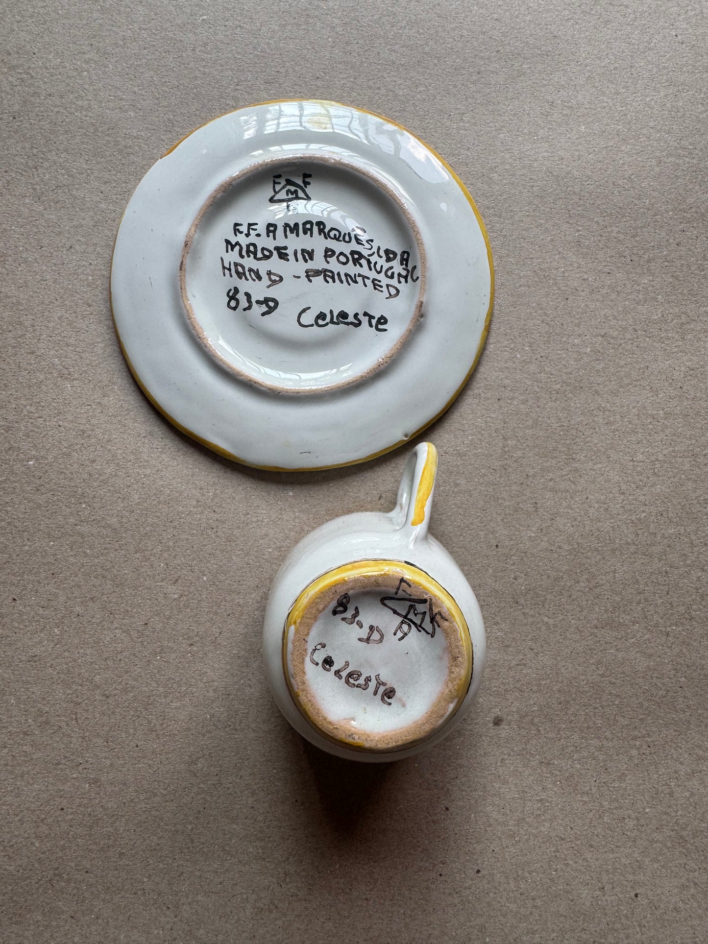 Hand-Painted Portuguese Demitasse Cup & Saucer – Celeste Pattern