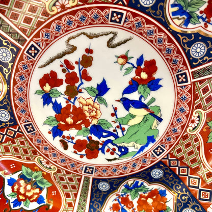 Gorgeous chinoiserie Imari style scalloped massive 16 in platter