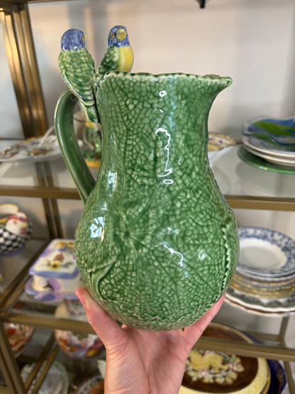 Beautiful Bordallo Pinheiro for Williams-Sonoma pitcher with birds!