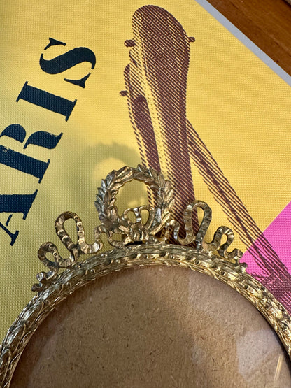 19th Century Napoleon III Gilt Bronze Round Frame, Made in France, 5"