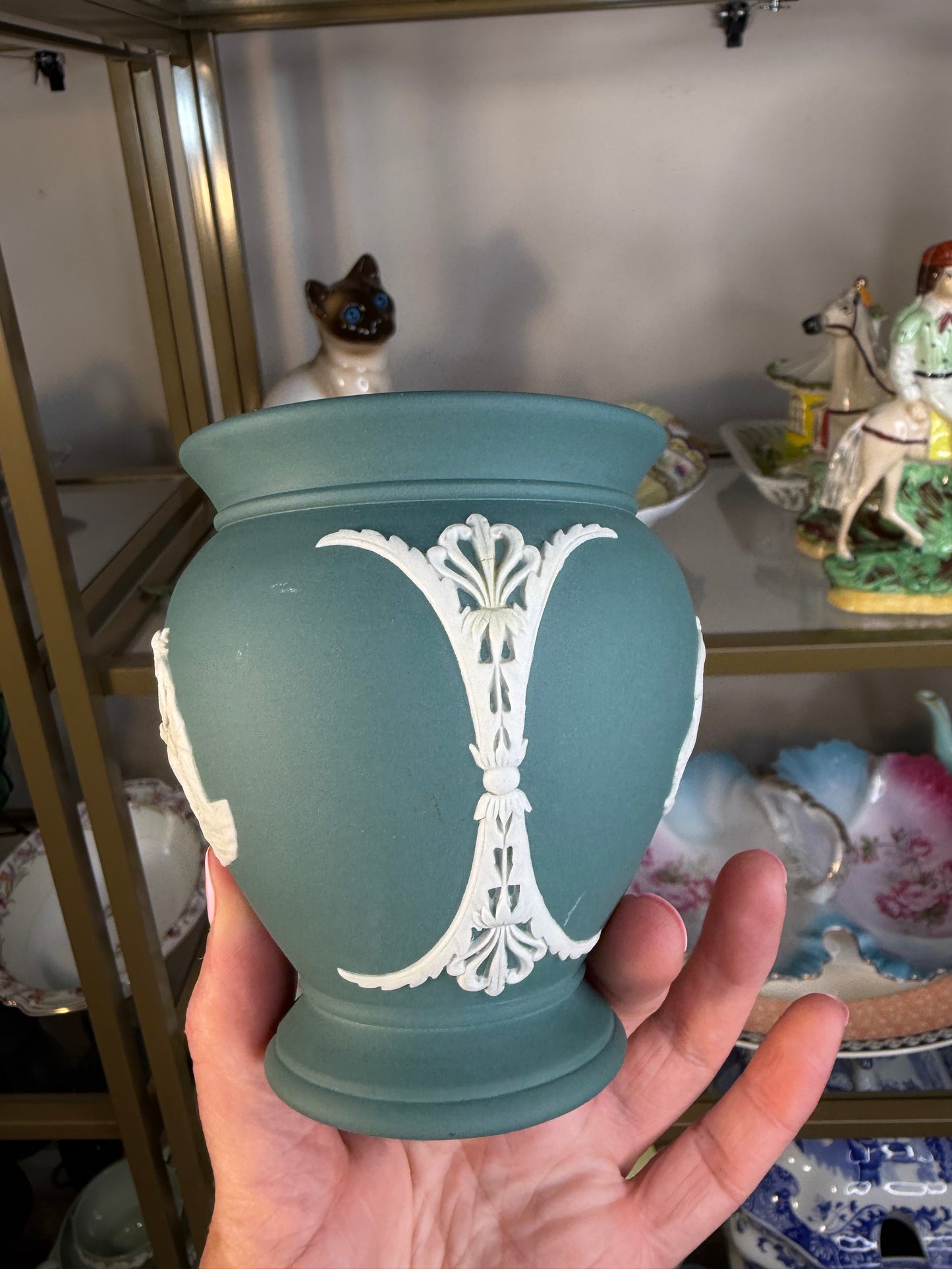 Beautiful teal Wedgwood vase!