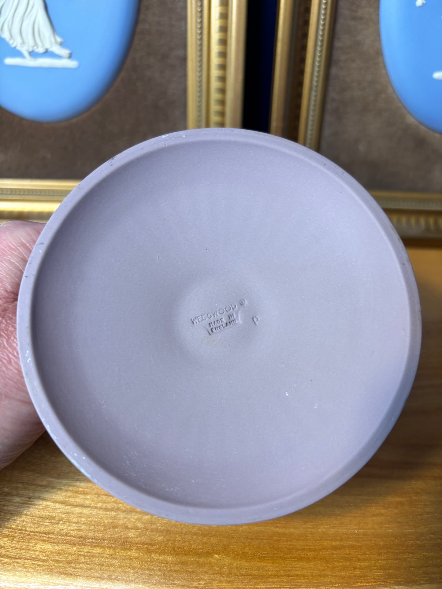 Wedgwood Jasperware Lilac fluted single candlestick holder!