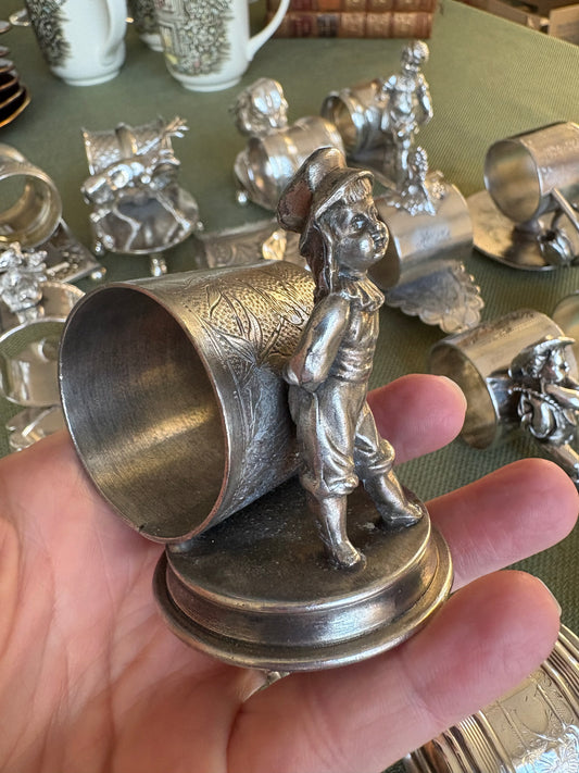 Victorian Silver Plated Napkin Holder Single Boy