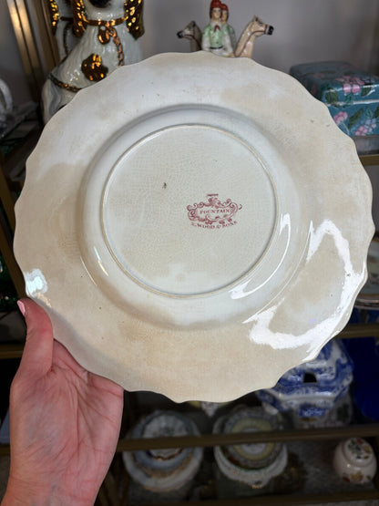 Stunning antique 1840s English transferware plate in the "Fountain" pattern by Enoch Wood & Sons!