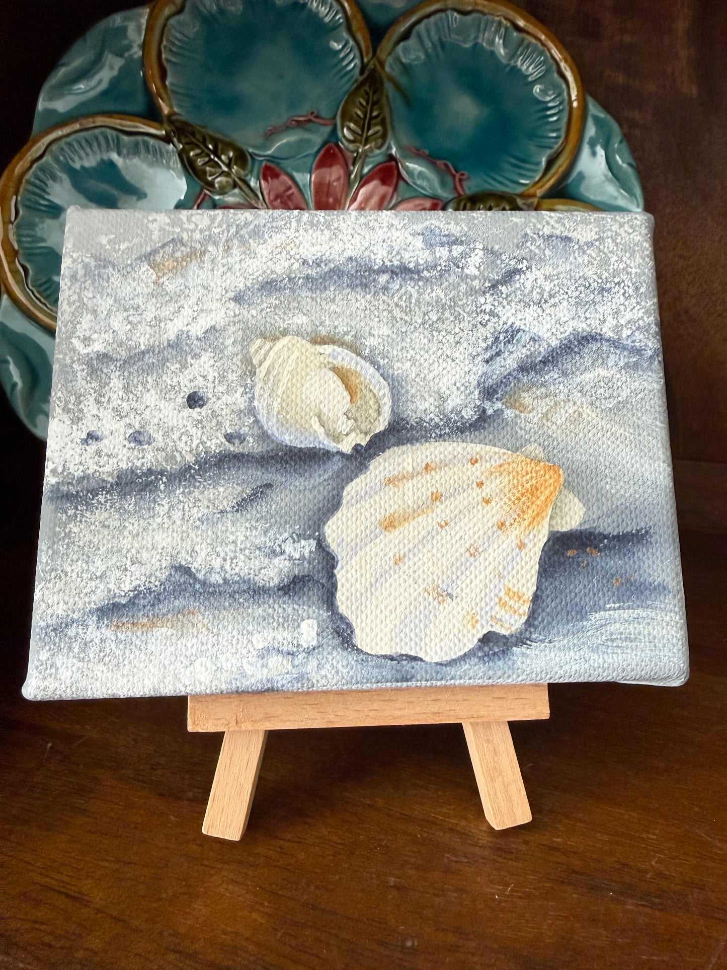 Darling 5” Mini Original Coastal Art on Wood Easel