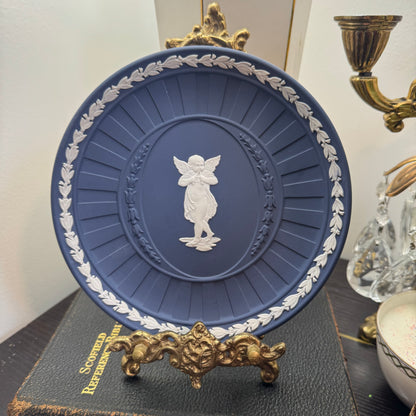 Vintage Wedgwood Royal Blue Jasperware Cherub plate