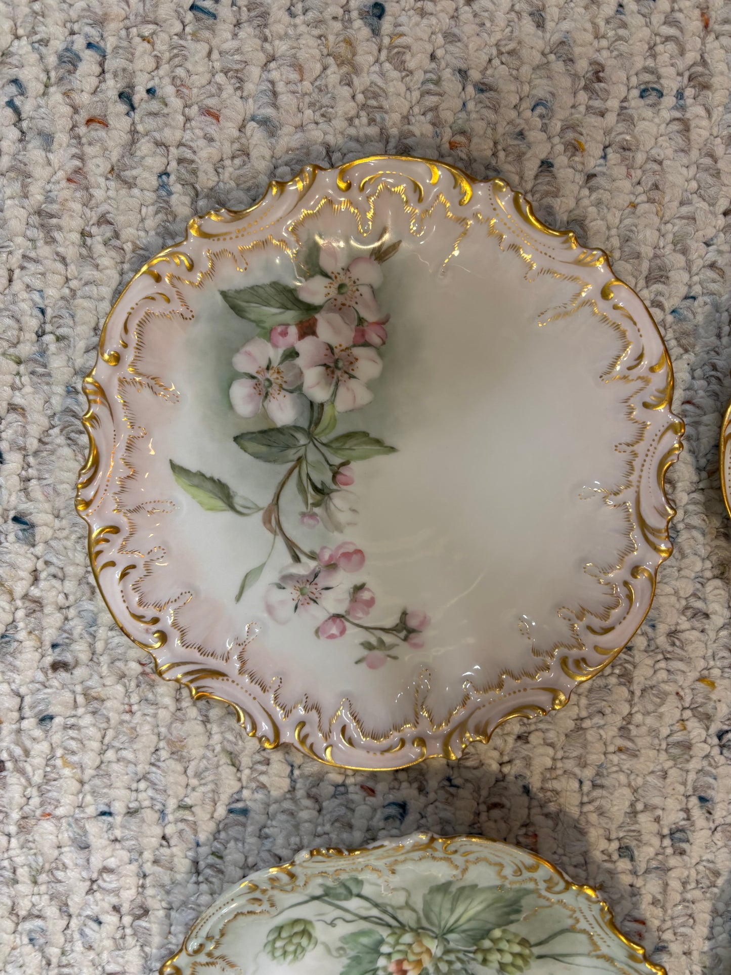 Gorgeous Limoges plate set with gold and florals! As is!