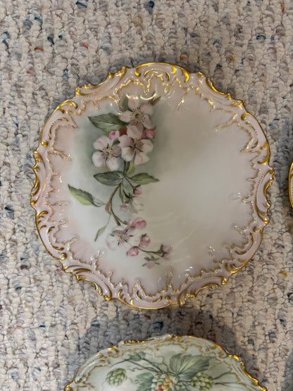 Gorgeous Limoges plate set with gold and florals! As is!