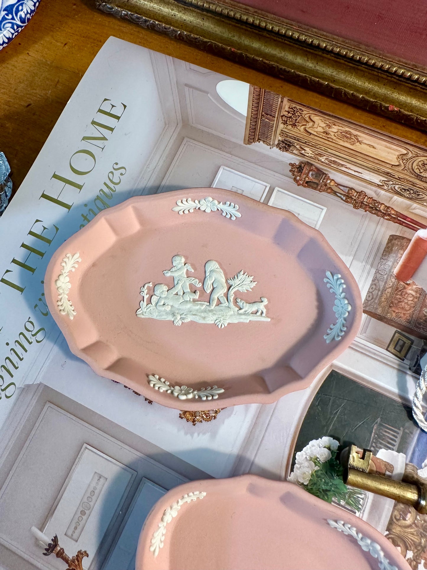 Classic Wedgwood Jasperware Pink Oval Pin Tray/Trinket Dish, England, 4.5”