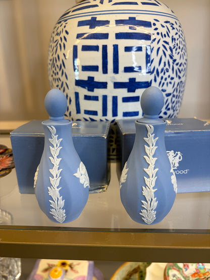 Sweetest Wedgwood mini bud vases/bottles with stoppers! Two available; sold separately!