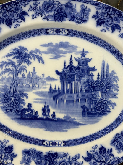 Royal Doulton Madras Flow Blue Platter | Blue & White | c.1900 | 15.5” L × 12.5” W | #DA4591