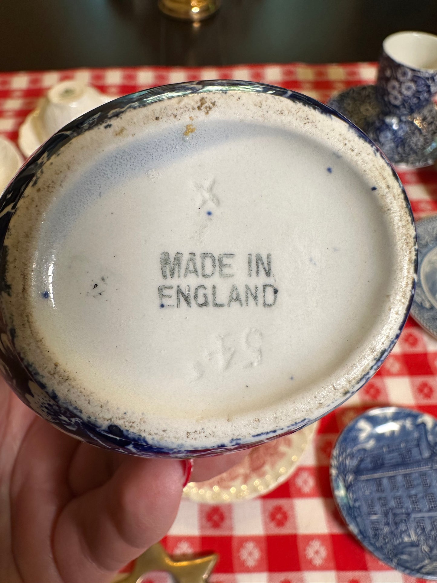 Vintage Burleigh Blue Calico Mini Creamer