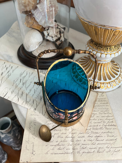French Enameled Glass Seau à Glace in Bronze Doré Frame, c. 1890–1910