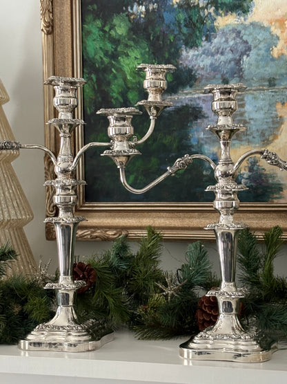 Pair of Silver Plated Convertible 18” Candleabras