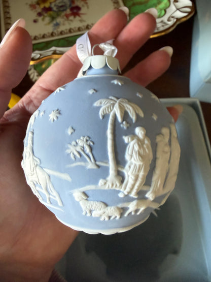 Vintage Wedgwood Jasperware Christmas Ornament Nativity Scene