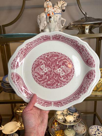 Beautiful floral red transferware platter!