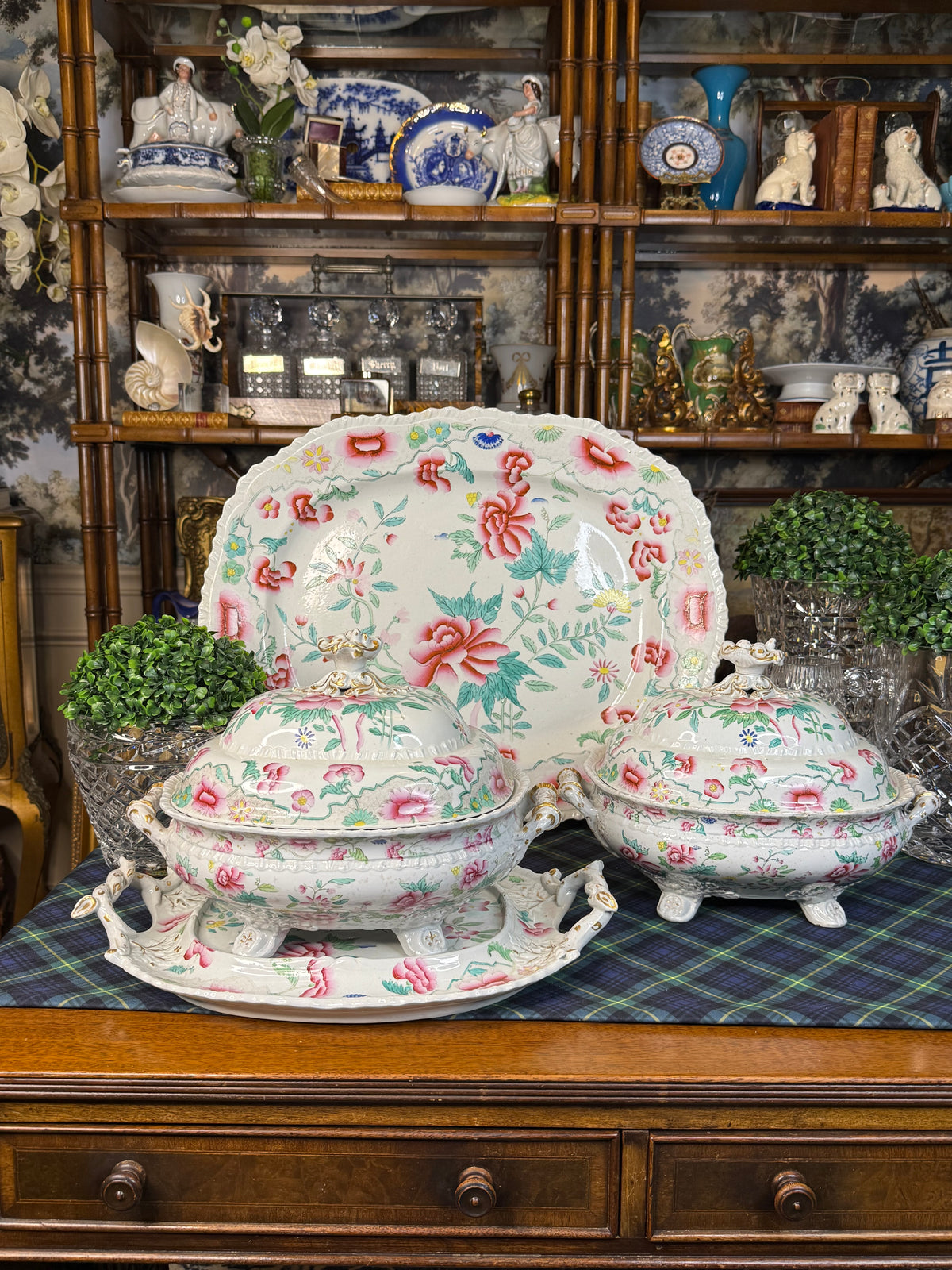 Antique Hicks & Meigh Stone China 6-Piece Tureen & Platter Serving Set | English Staffordshire | Circa 1820