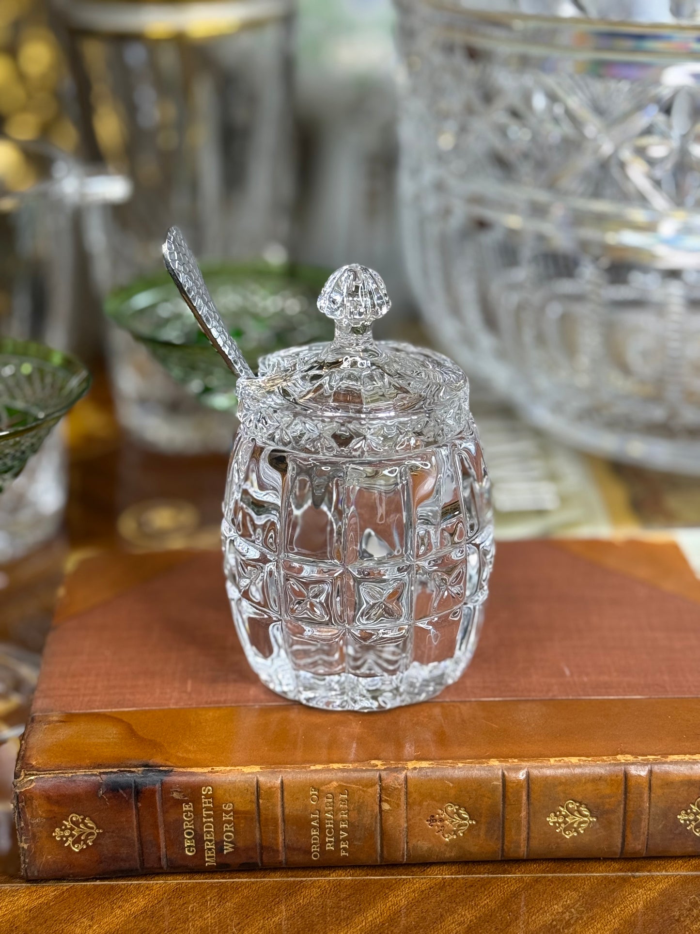 Irish Cut Crystal Jam Jar with Spoon | Unleaded Crystal
