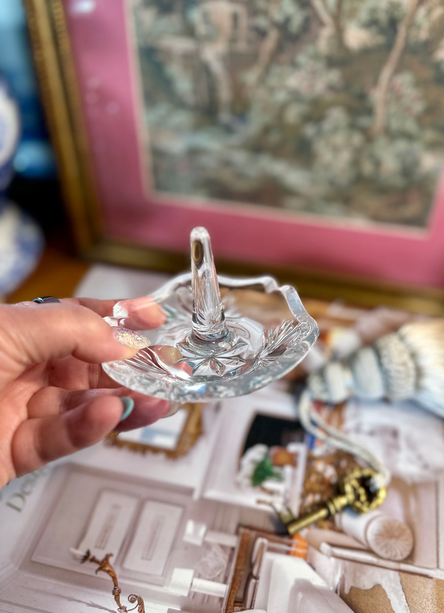 Vintage Waterford Crystal Wedding Collection Swan Hearts Ring Holder, Made in Ireland, 3.75”