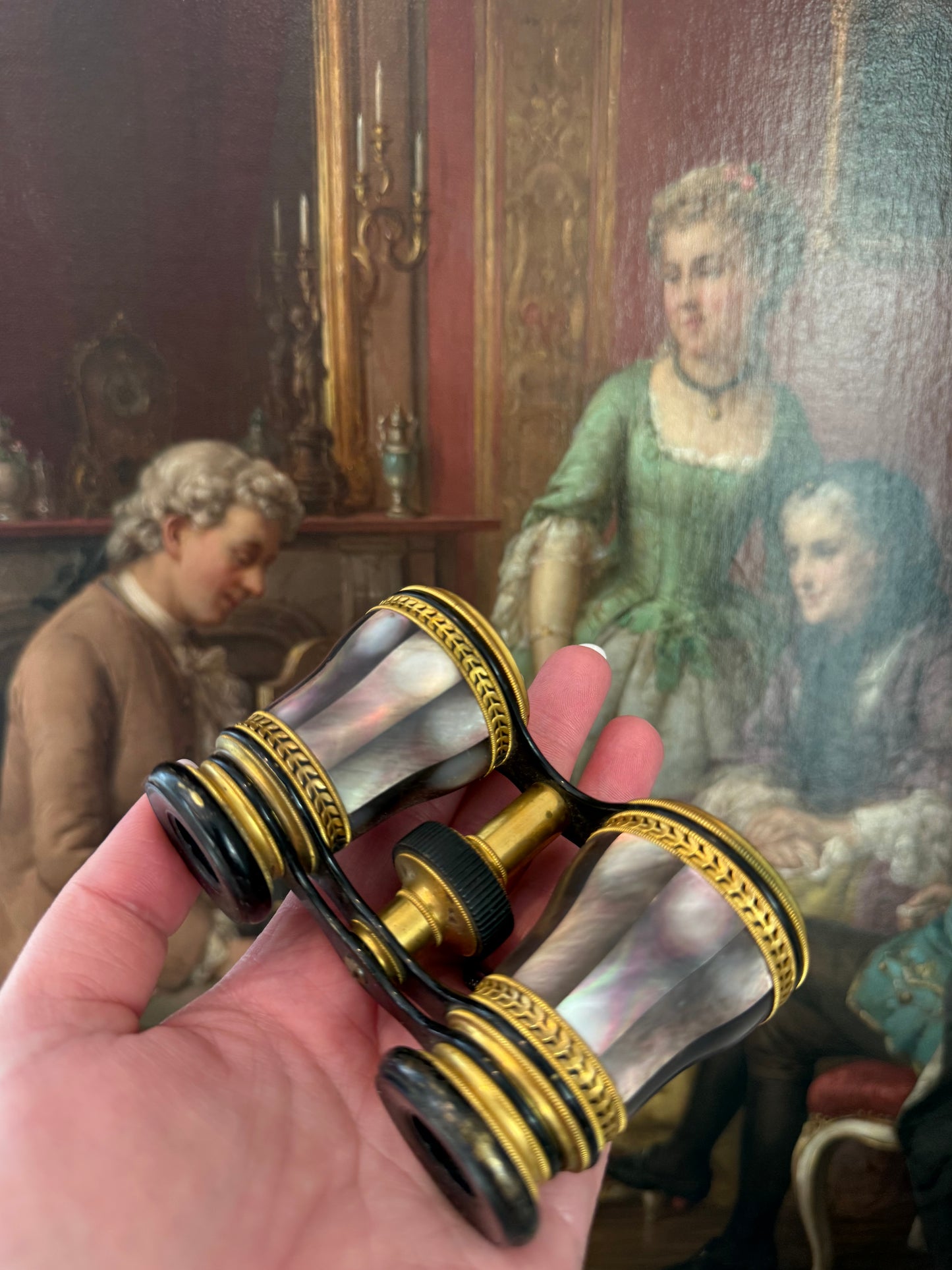 Antique Grey Mother of Pearl Lemaire Paris Opera Glasses