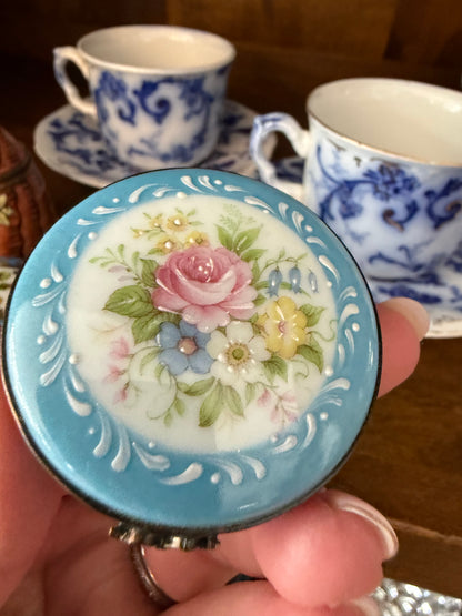 Vintage Limoges Hand Painted Blue Box