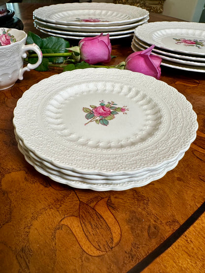 Vintage Copeland Spode “Billingsley Rose” 5-Piece Place Setting, Service for 4 | Jewel Embossed English Floral China