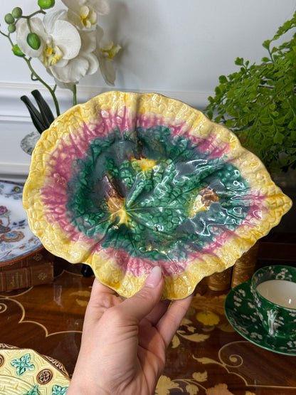 Antique Griffin, Smith & Hill (GSH) Majolica Begonia Leaf Dish | 9” | American Art Pottery