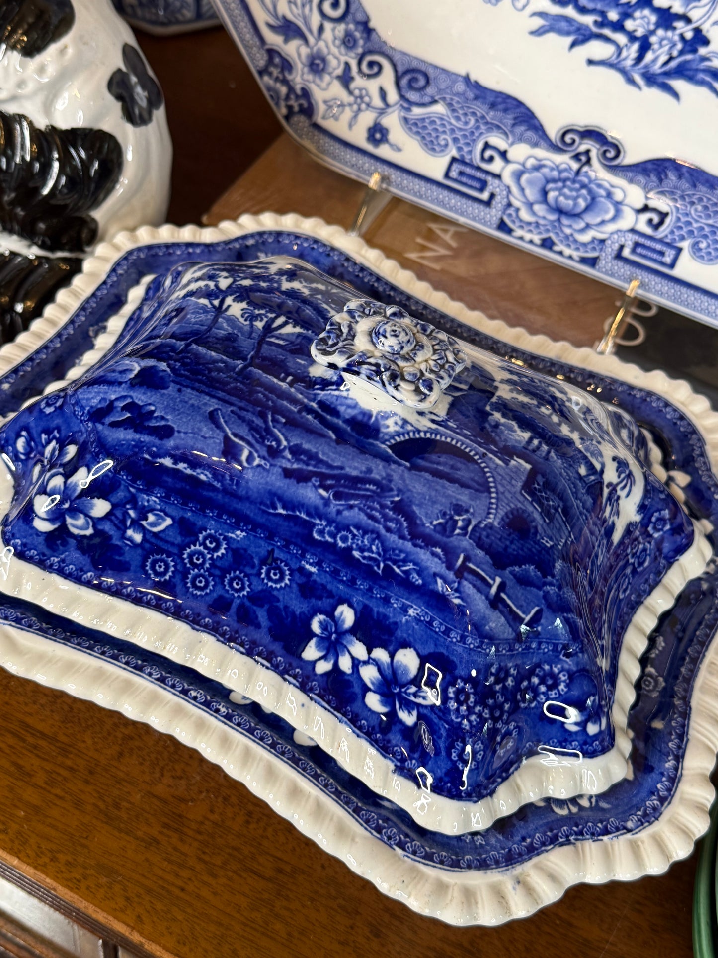 Antique Copeland Spode’s Tower Blue Transferware Covered Tureen | England c. 1895–1910 | DA4383