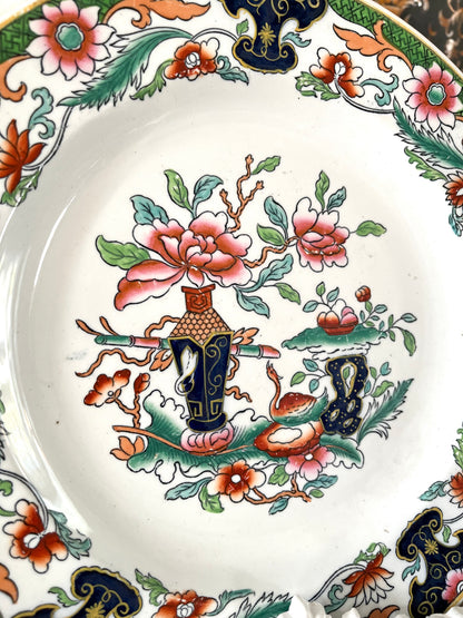 Live 09/15 Gorgeous Antique Ashworth / Vase And Table Pattern /Staffordshire Chinoiserie Plate With Swan