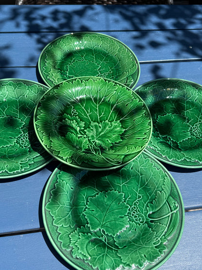 Antique (5) French Majolica Plates | 9" Diameter | Style DA4480