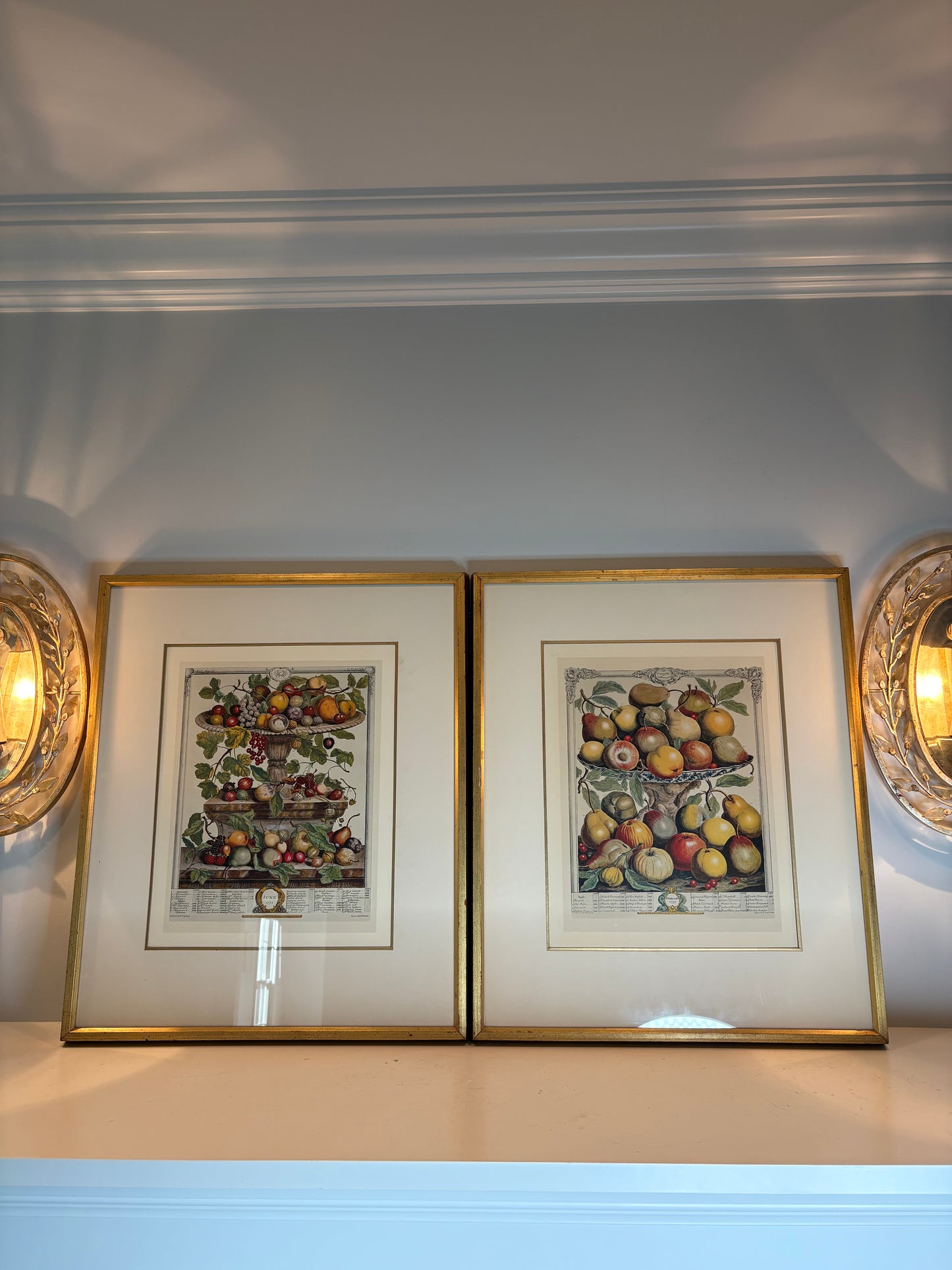 Gorgeous Pair of Framed Calendar Prints (Engraved by Fletcher and Smith)