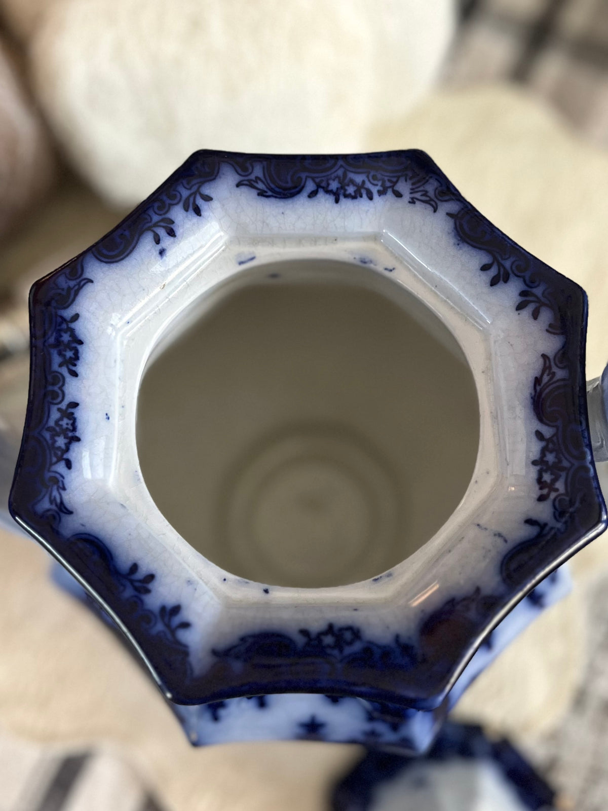 Jacob Furnival & Co. Shanghae Flow Blue Ironstone Teapot | England, Circa 1860