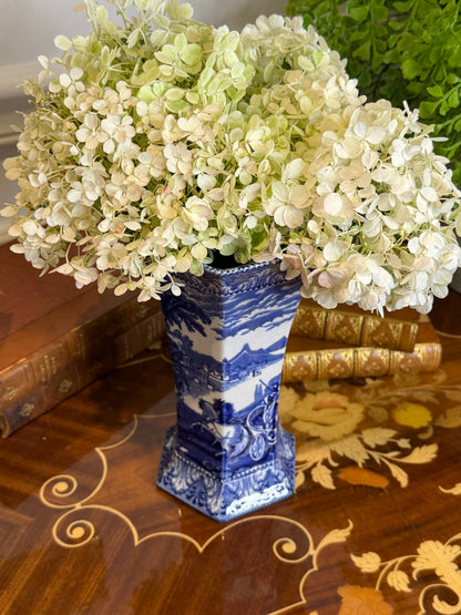 Antique 1920s Cauldon England Blue & White Carriage Vase | 8”