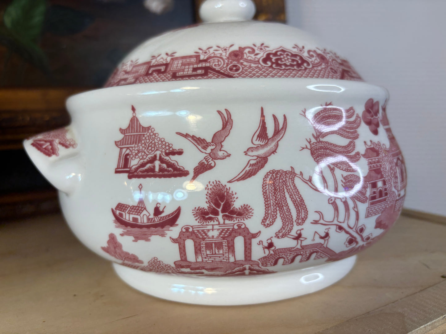 Reserved! Churchill Pink Willow lidded tureen!