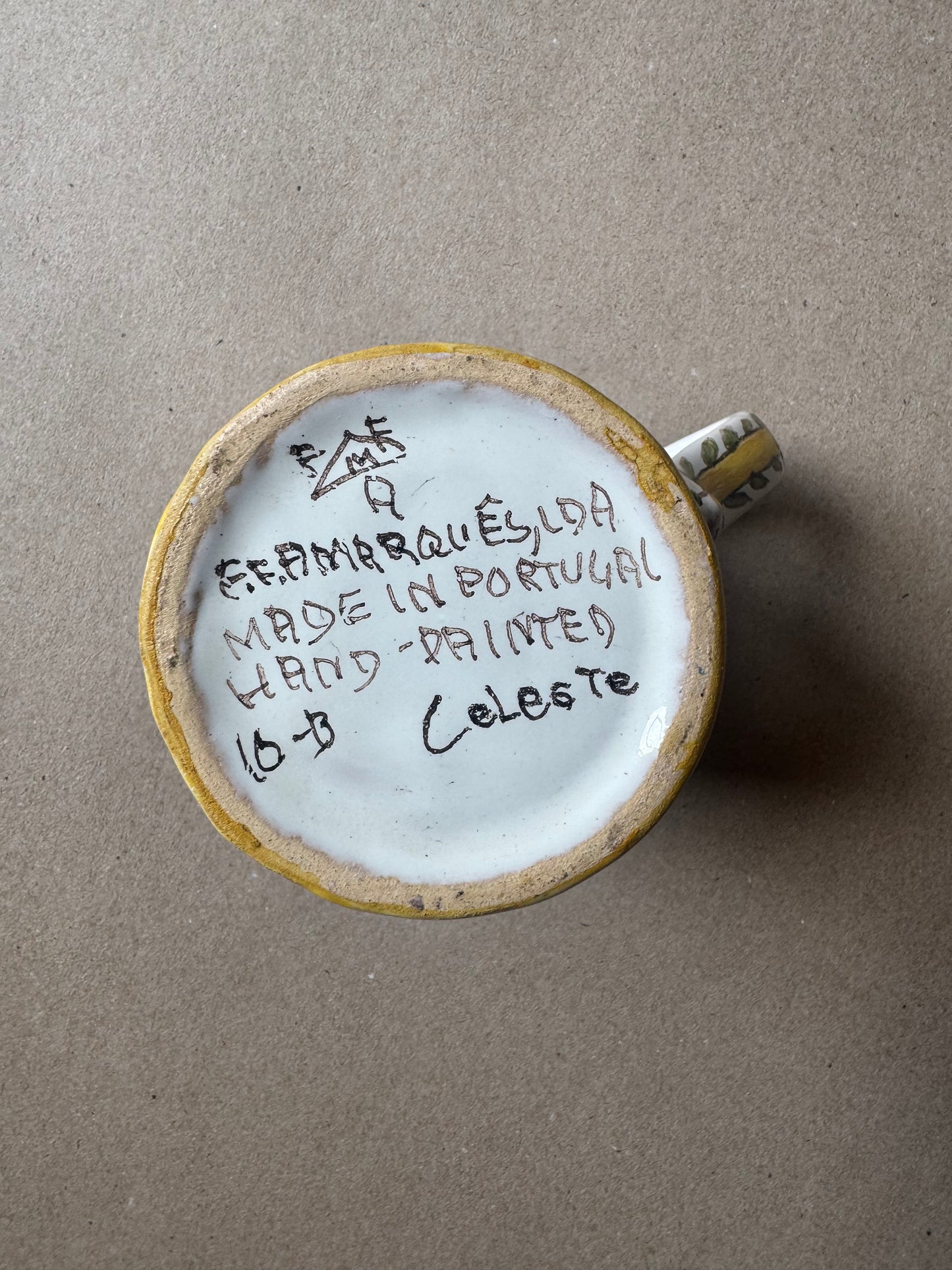 Hand-Painted Portuguese Ceramic Mug – F.F. Marques, Alcobaça