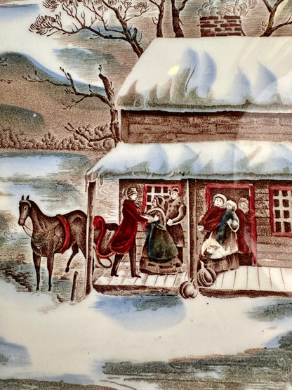 Vintage Johnson Brothers “Historic America" Holiday Platter, Made in England, 20"