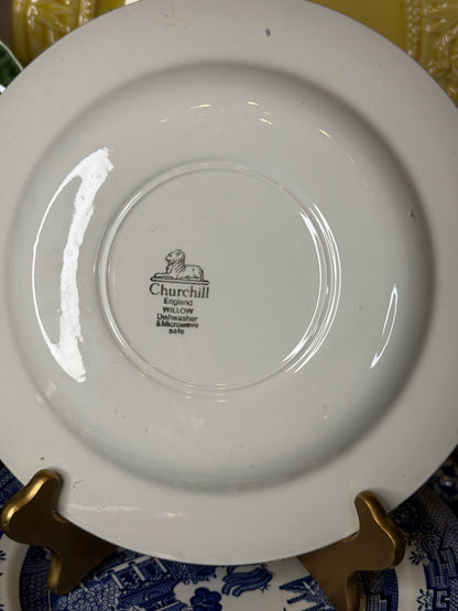 VINTAGE CHURCHILL BLUE WILLOW (5) DINNER PLATES