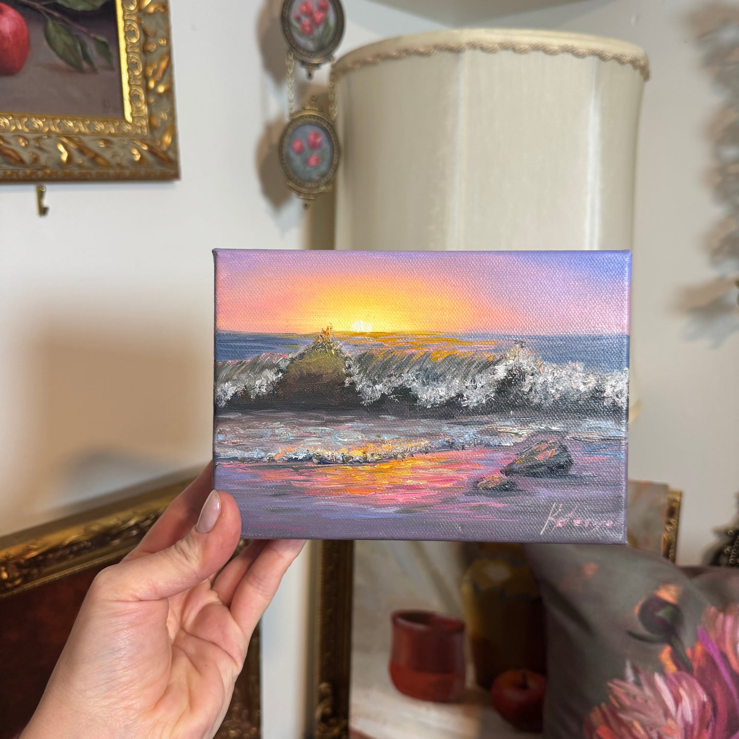 Reserved sunset seascape 5x7x2”