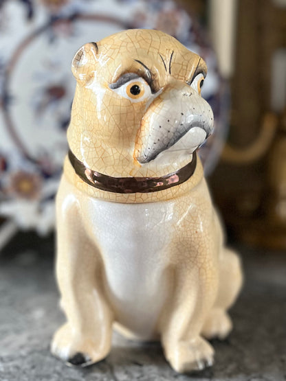 Fabulous Antique Staffordshire Pug Tobacco Jar – 19th Century English Pottery