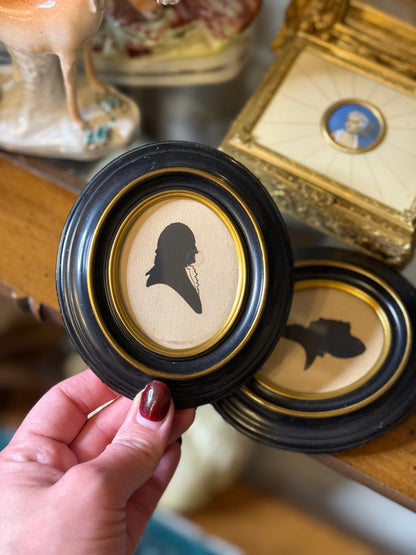 Pair of Antique Silhouette Portraits – George & Martha Washington, Foster Bros. Boston