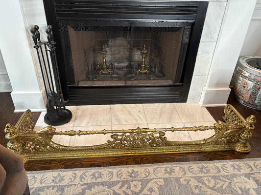 Large Brass Fireplace Fender