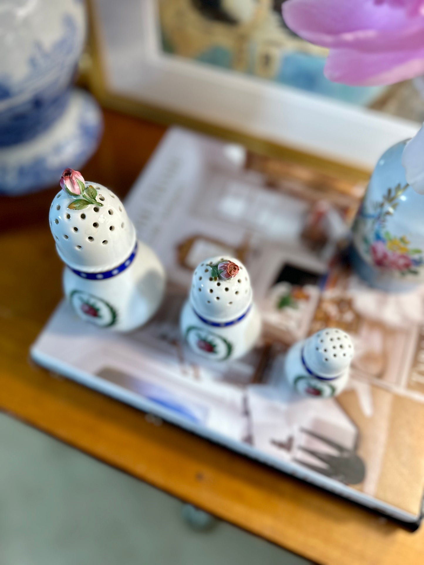 GORGEOUS Richard Ginori Princess Blue Porcelain Sugar Shaker Set, Made in Italy