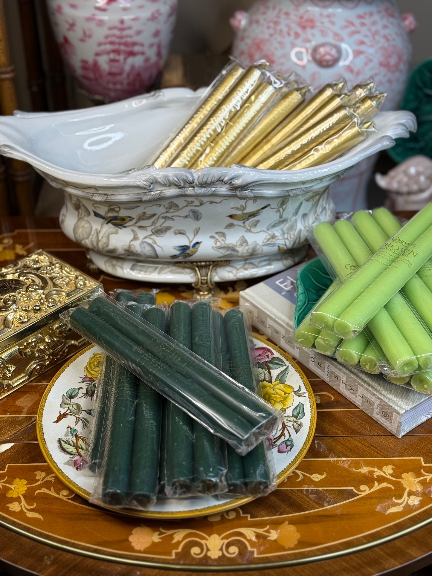 Caspari Straight Taper 10" Candles in Hunter Green - 2 Candles Per Package