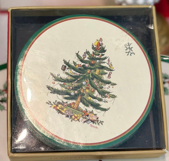 Set of 12 Vintage Spode Christmas Tree Collections coasters