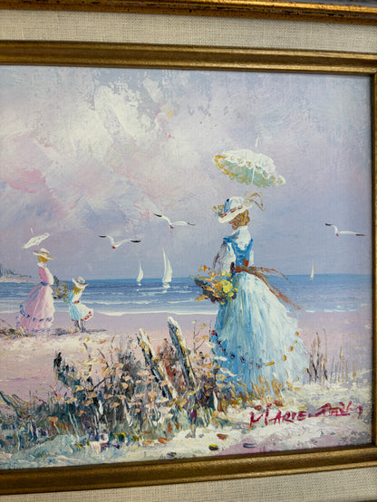 Gorgeous signed and framed art featuring a seaside scene!