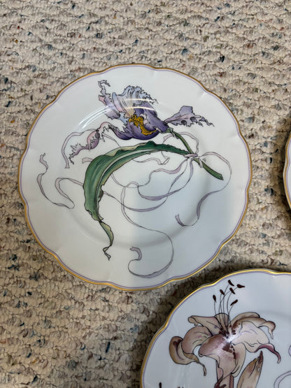 Lovely Haviland Limoges set of 3 floral plates! Instant plate wall!