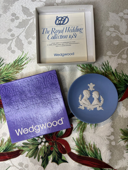 Wedgwood Royal Wedding Jasperware blue and white trinket dish!