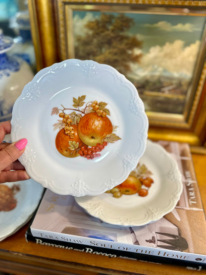 Fruit Harvest Baronesse Salad Plates by Tirschenreuth, Set of 5, Made in Germany, 8.25”