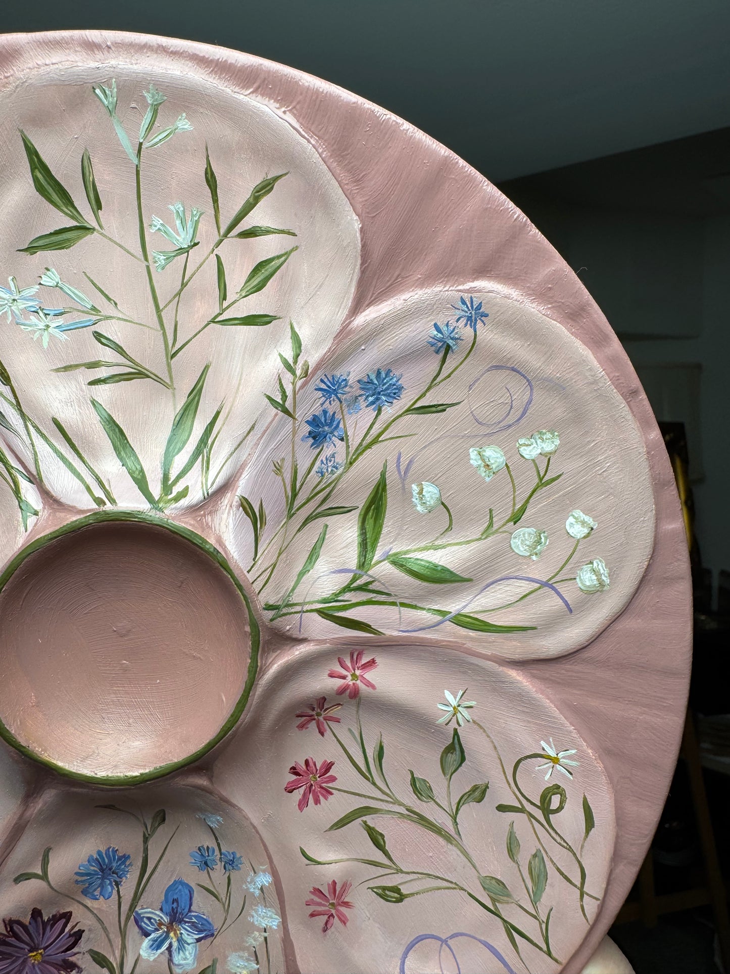 Hand painted oyster plate floral