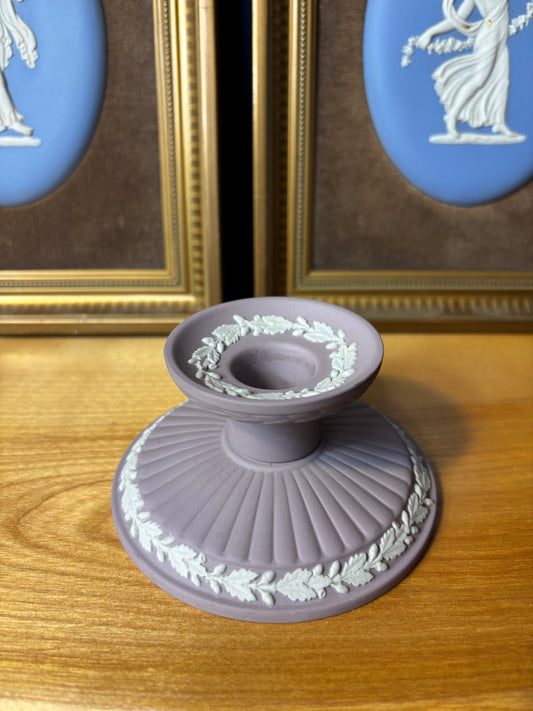 Wedgwood Jasperware Lilac fluted single candlestick holder!